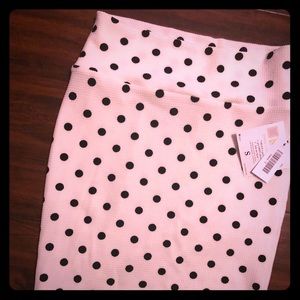 Lularoe Cassie Skirt. White with black polka dots